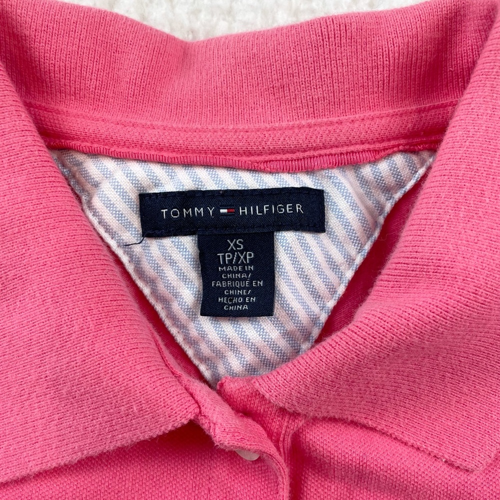 TOMMY HILFIGER • Bubblegum Pink Short Sleeve Polo Shirt, XS - Picture 15 of 16